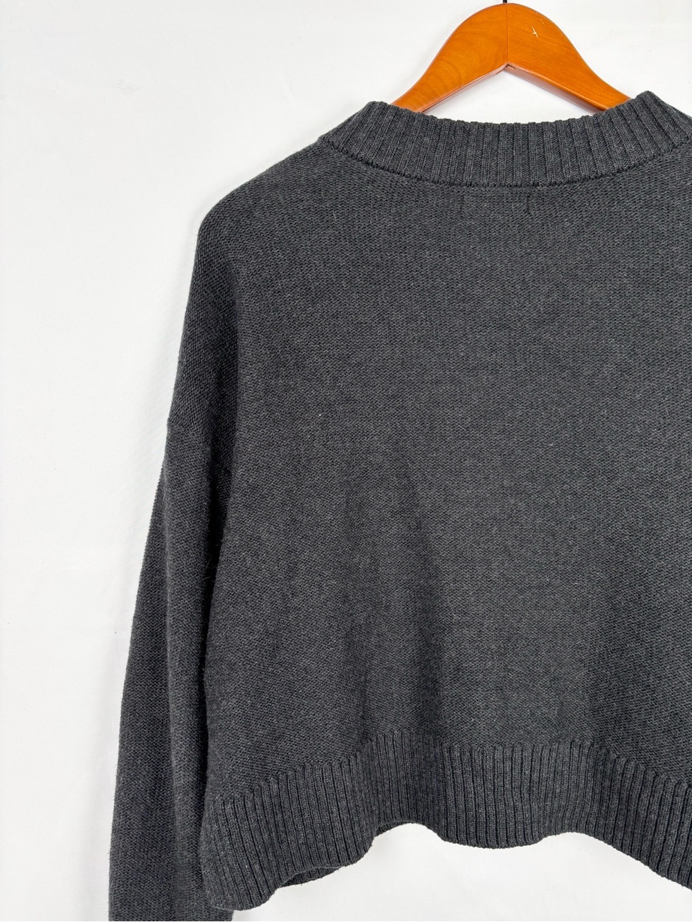 Quince 100% Organic Cotton Cropped Cardigan Charcoal Gray Size M Women - Picture 5 of 8
